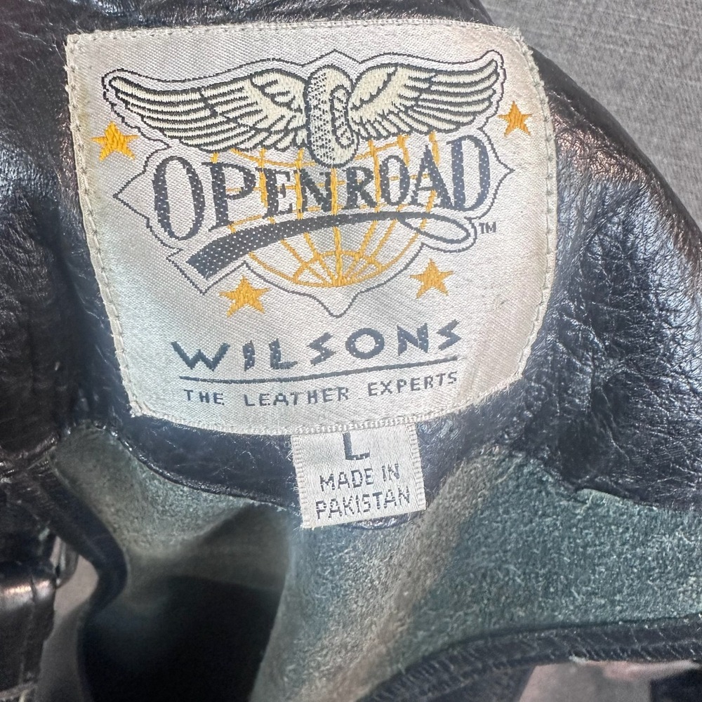 Open Road Wilsons Leather Motorcycle Chaps Size L Black Biker‎ Riding - Picture 7 of 8